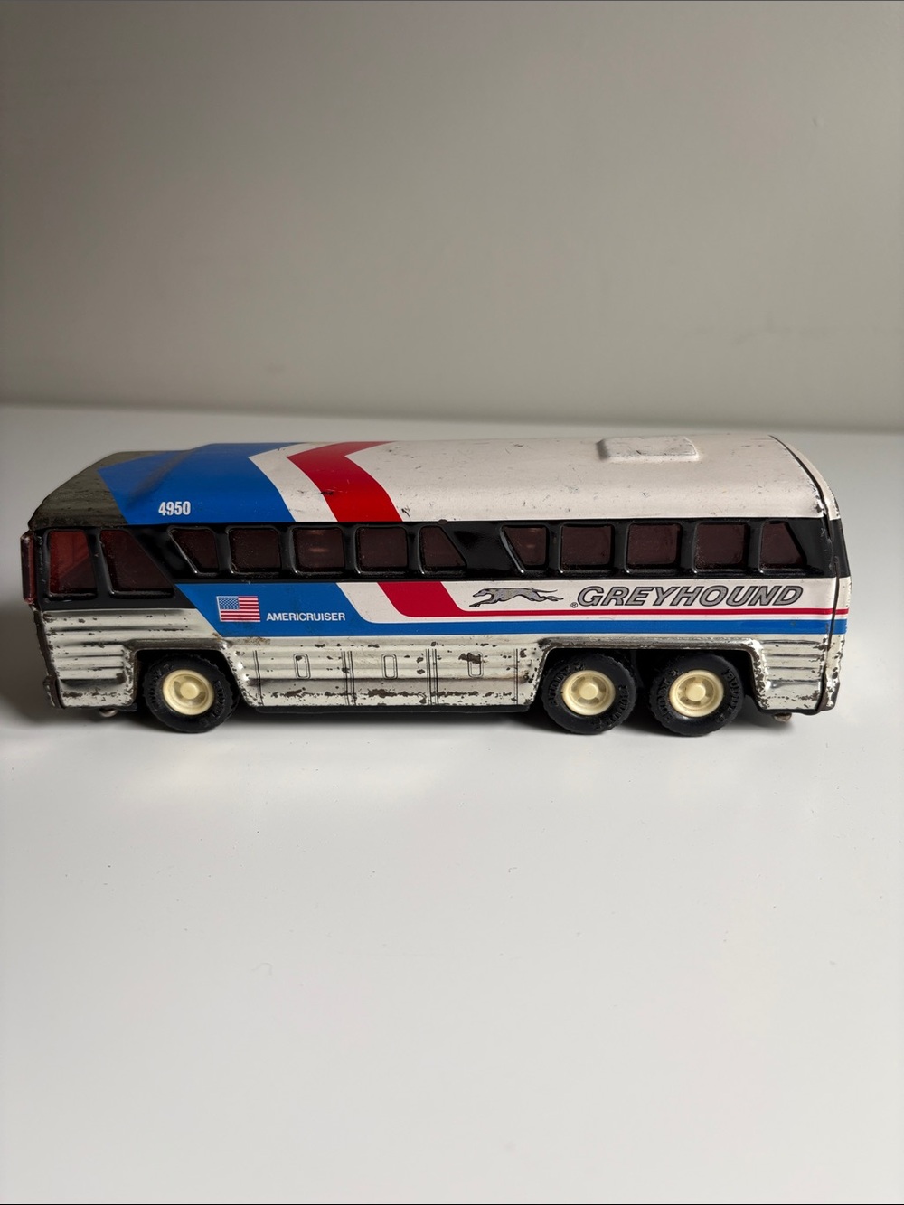 Vintage metal Greyhound bus